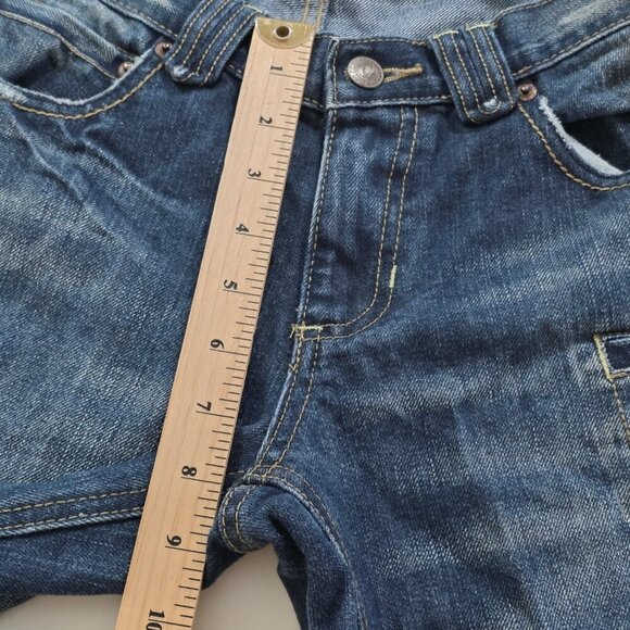 A Vintage HTM Hitomi Jean Mens 29x32 Blue Straigh Leg Japan Distressed Wiskering - Picture 6 of 16